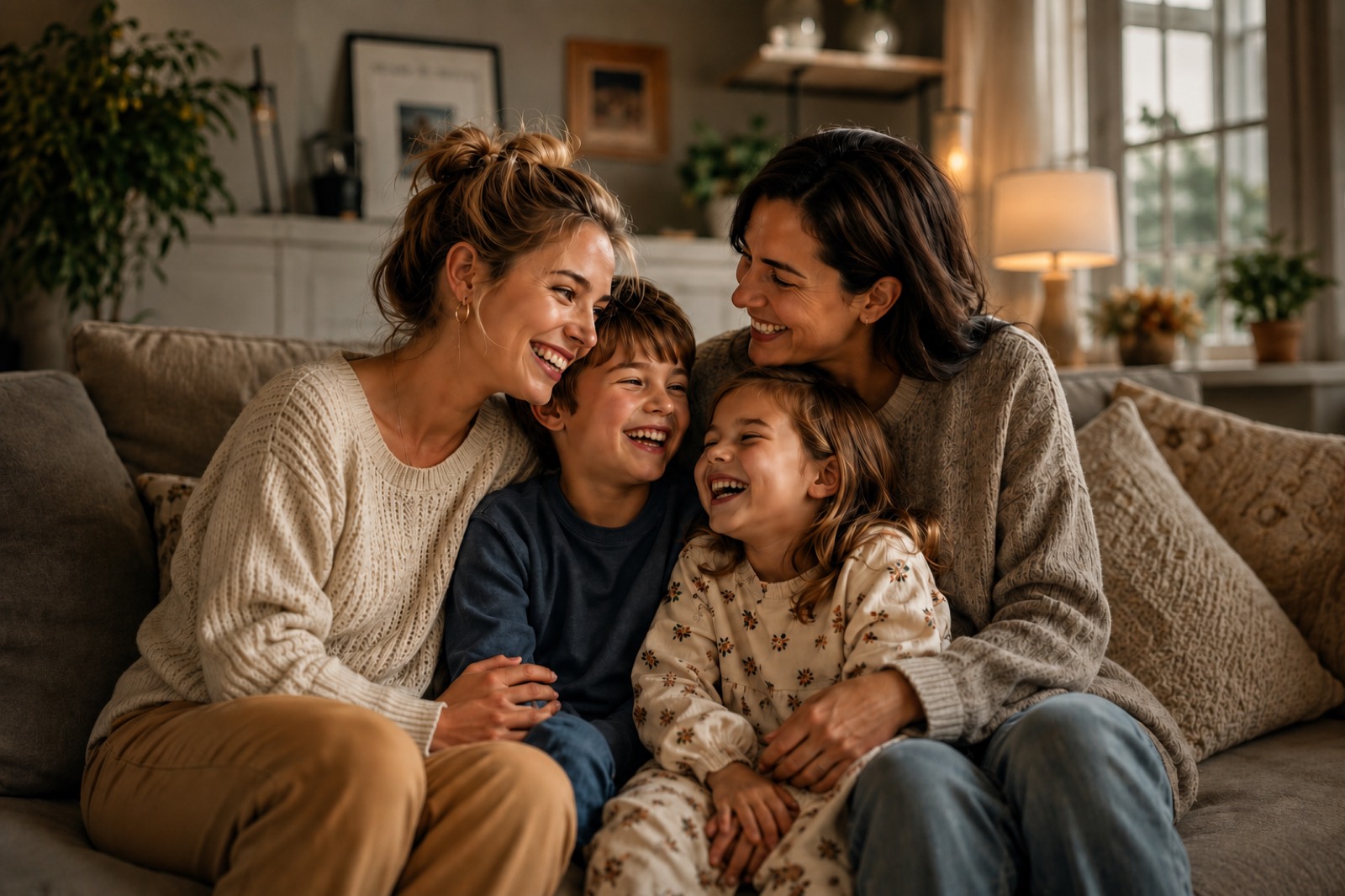 An au pair with her host family